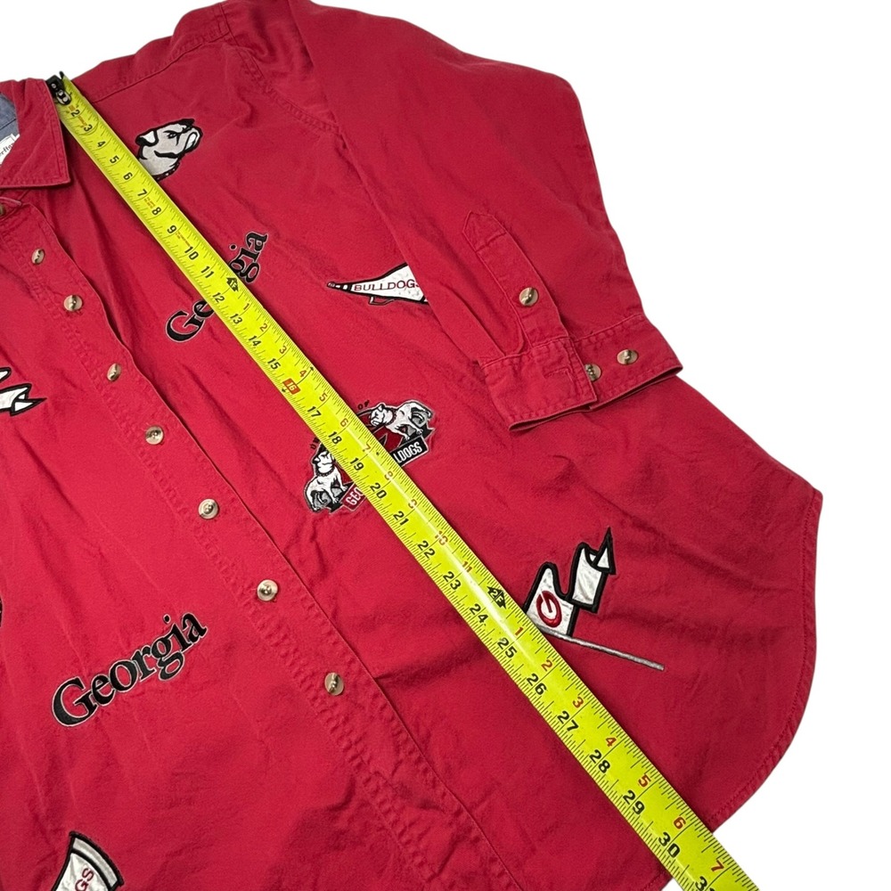 Georgia Bulldogs Red Button Up Shirt Women's Large Embroidered UGA NCAA - Picture 2 of 7